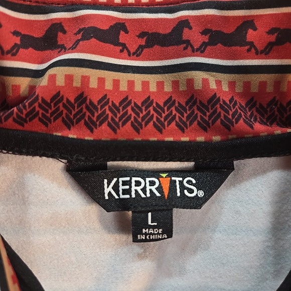 Kerrits‎ Girls L Horse Print Quarter Zip Long Sleeve Riding Shirt Top Kid's EUC - Picture 2 of 7